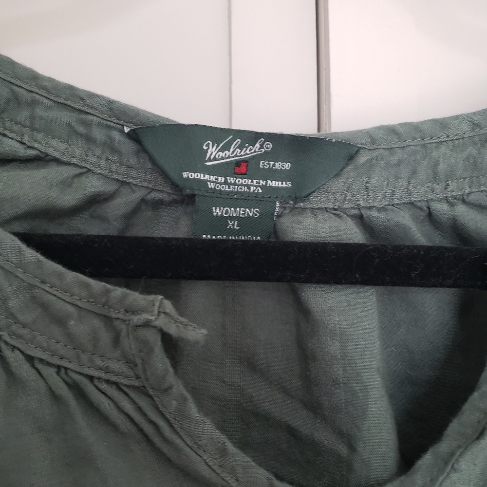 Woolrich Womens XL Olive Green Long Sleeve Buttoned V Neck Blouse XL‎ - Picture 4 of 11